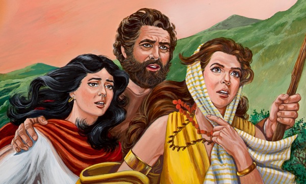 Lût ve kızları Sodom’dan kaçarken önlerine bakıyor