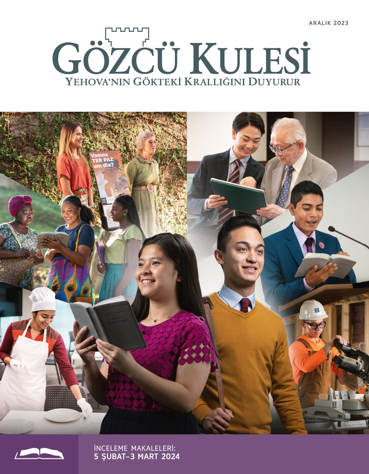 Genç bir hemşire ve birader olgunluğa doğru ilerliyor. Hemşire elinde Kutsal Kitap tutuyor ve düşünüyor; birader hizmete çıkmış. Resimler: Teokratik faaliyetlere katılan olgun genç hemşireler ve biraderler. 1. Bir hemşire Beytel’de yemek sofrasını kuruyor. 2. İki hemşire hizmette bir kadına ayet okuyor. 3. Bir hemşire yaşlı bir hemşireyle yayın arabasında. 4. Bir birader yaşlı bir biradere tabletiyle ilgili yardım ediyor. 5. Bir birader kürsüden Kutsal Kitabı okuyor. 6. Bir birader teokratik inşa projesinde testere kullanıyor.