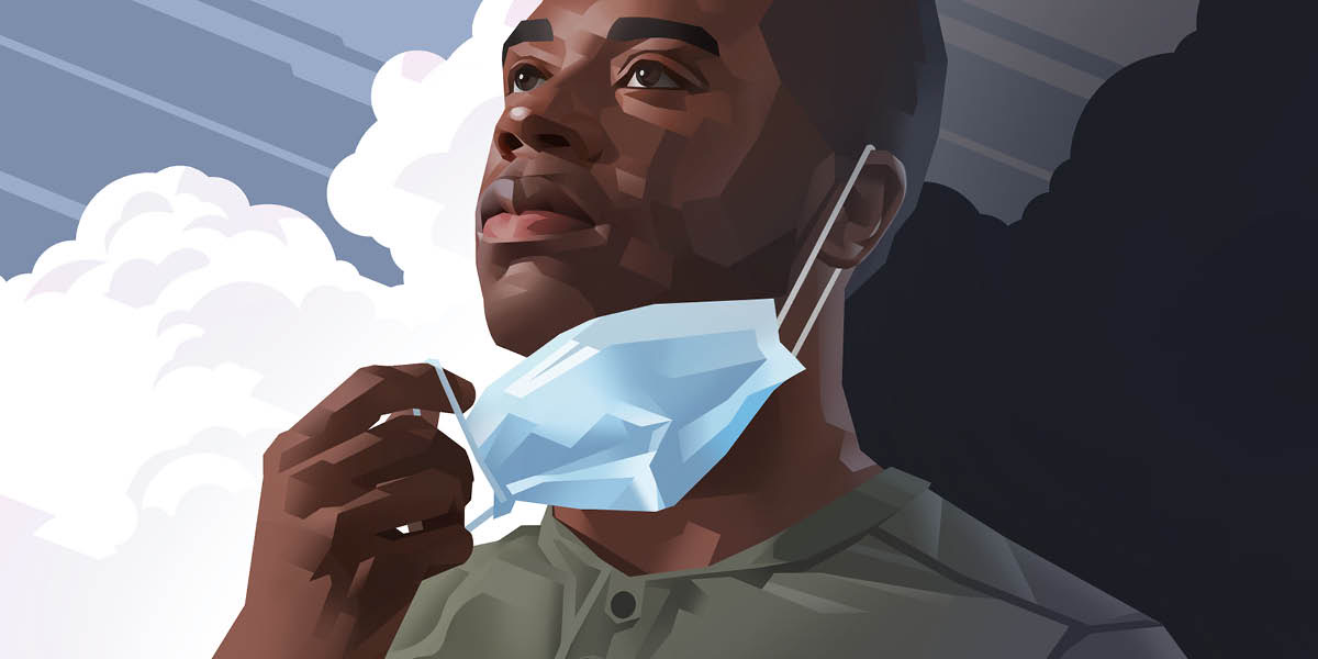 Wanuna u hluvula mask kutani a langutisa xibakabaka lexi vangamaka.