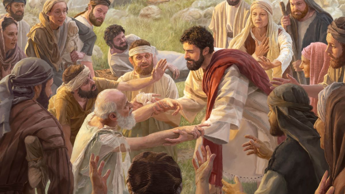 Yesu u rhendzeriwe hi vanhu lava nga eku n’wi kombeleni leswaku a va horisa mavabyi ya vona. U khome mukhalabye naswona u le ku n’wi pfuneni leswaku a yima.