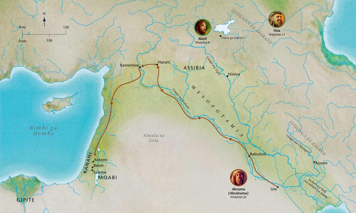 Mapa wa matiko ku wulawuliwako hi wona lomu ka Biblia na ma yelana ni wutomi ga a tsumbekileko Abeli, Noa, Abrama (Abrahama)