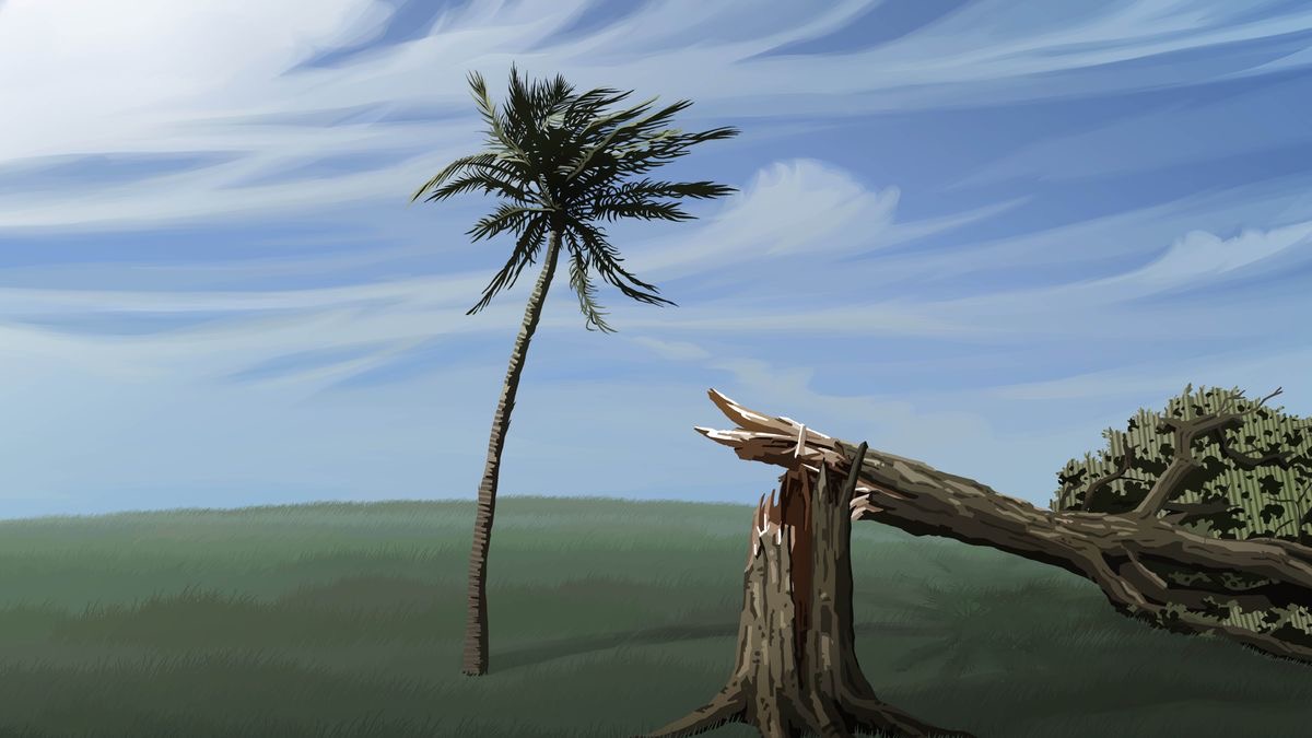 Ne lakau kese‵kese e lua i te taimi o te matagi malosi. E tasi te lakau e mapalegofie kae koi tu loa kae ko te suā lakau ko tō makeke tenā ne ‵fati ei.