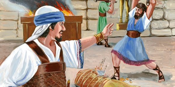 King Josiah and his men destroy the idols used in false worship