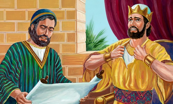 King Josiah is distressed as he hears the law of God read to him
