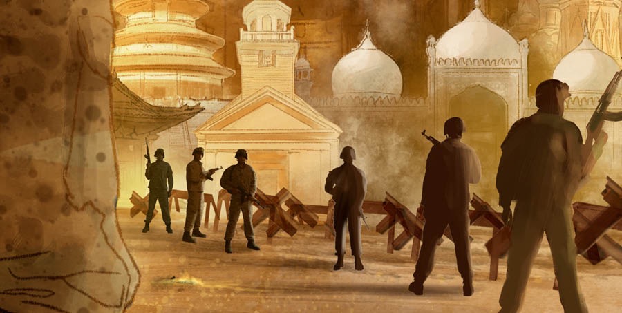 قوراللانغان ئە‌سكە‌رلە‌ر ئىبادە‌ت قىلىدىغان جايلارنى ۋە‌يران قىلىۋاتىدۇ 