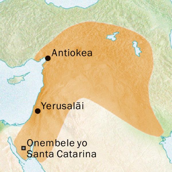 O mapa yilekisa olonepa vio Antikea kuenda vio Yerusalãi va vangowaile o Suriaku