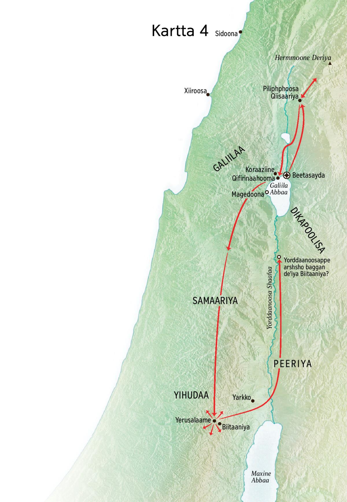 Yesuusi Yihudaaninne Galiilan haggaazido haggaazaa karttaa