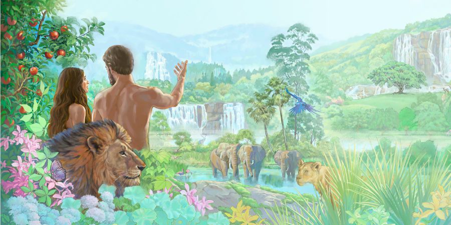 Adam and Eve de look where them de stay for Paradise