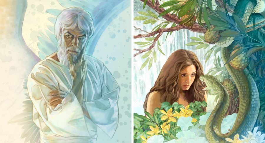 The wicked angel, Satan the Devil, use snake deceive Eve