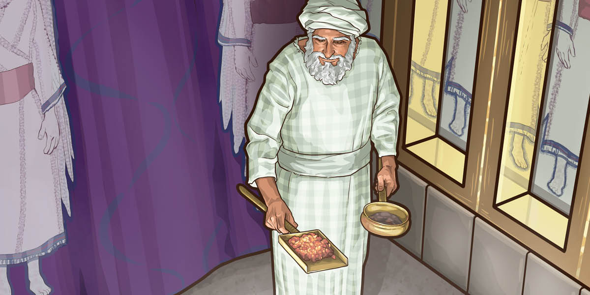 The high priest de enter the Most Holy, e carry incense and hot charcoal.