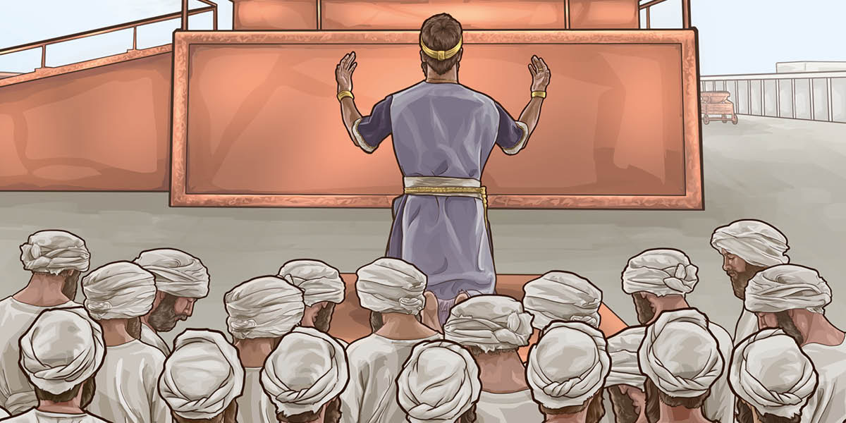 King Solomon de pray for front of the altar and all Israel people.