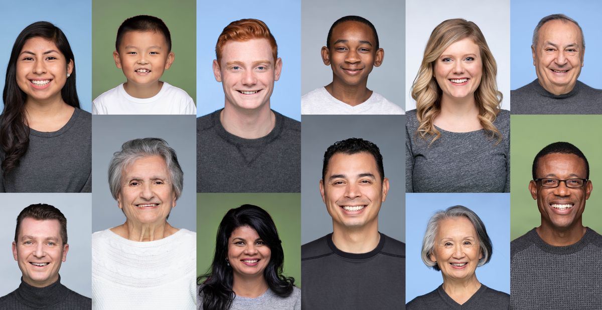 Picture wey show different brothers and sisters from different place and different age as them de happy.