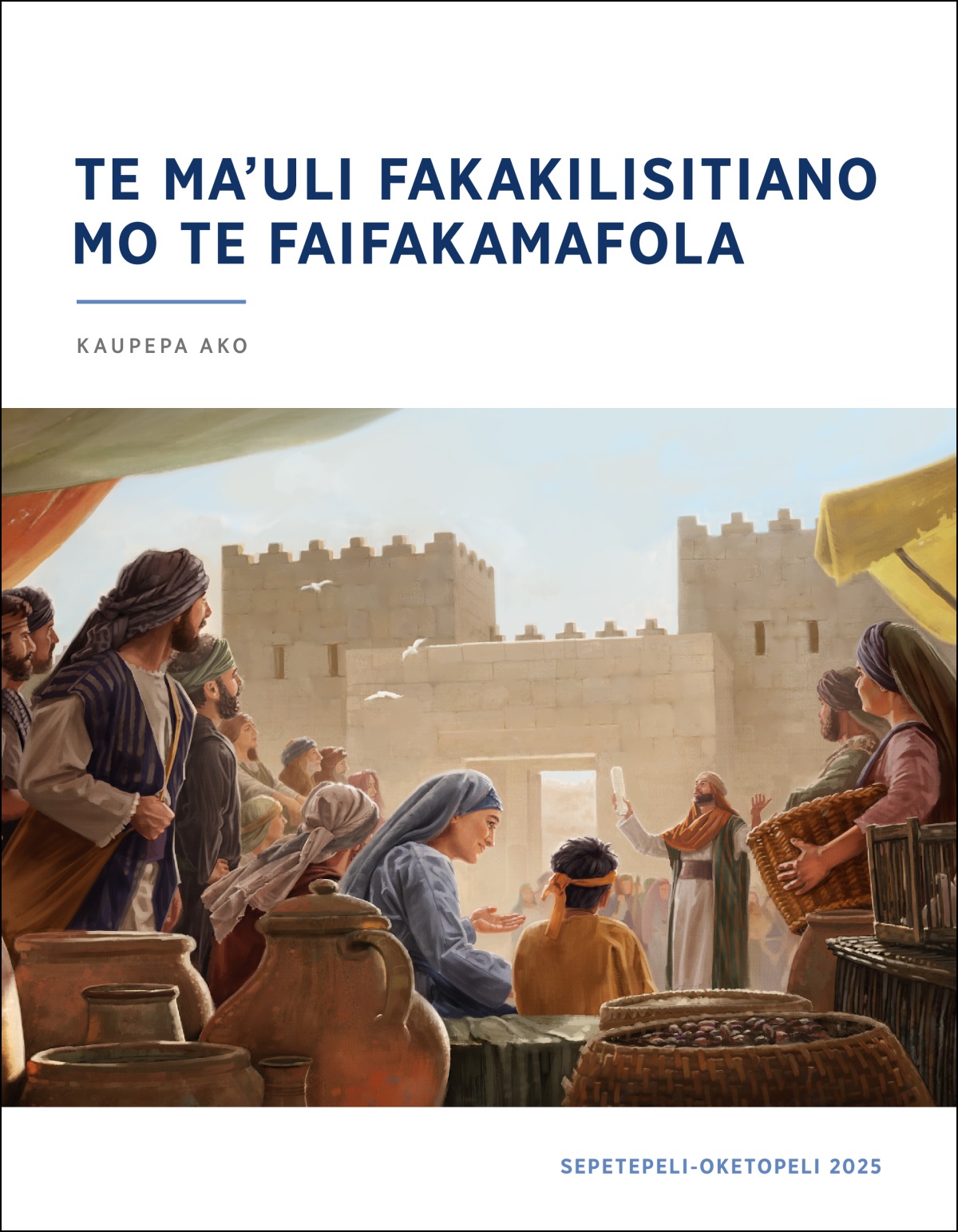 Ko he kau Iselaele ʼe tutuʼu ovi ki te matapa ʼo te kolo ʼo fakalogo ki te faiakonaki ʼa he pelepitelo. ʼE puke e te pelepitelo te takaiga tohi.