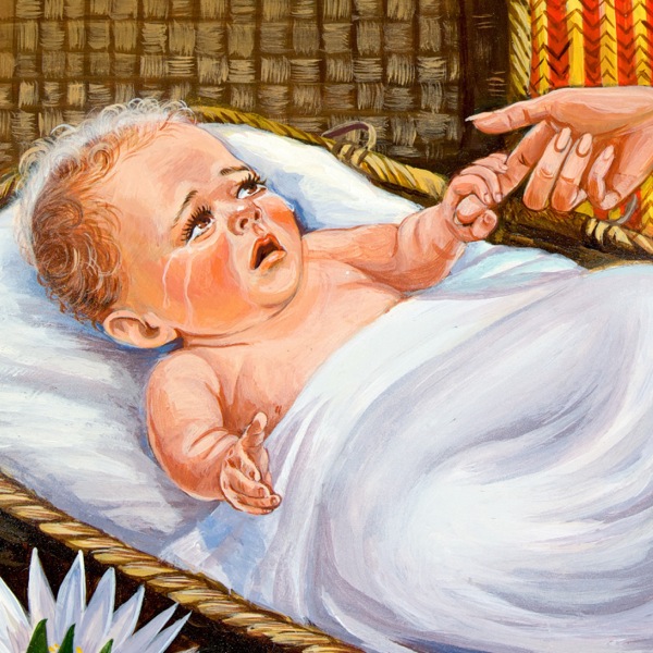 Mósè ọmọ jòjòló wà nínú apẹ̀rẹ̀, ó ń sunkún