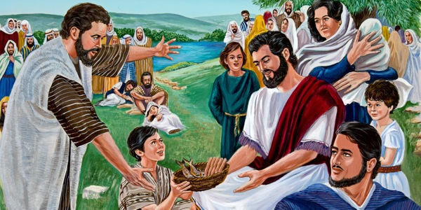 Jésù fi búrẹ́dì àti ẹja díẹ̀ bọ́ ọ̀pọ̀ èèyàn