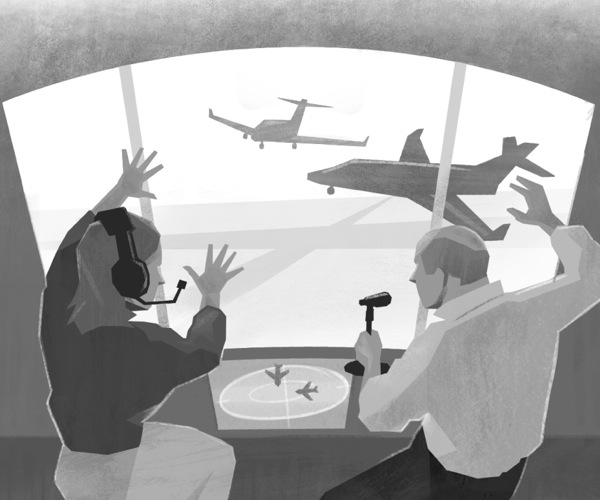 Abaqondisi bezindiza benikeza iziqondiso ezindizeni ezimbili ukuze zingashayisani